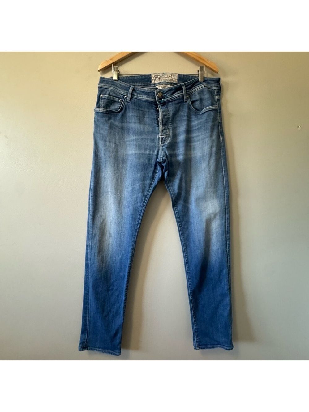 Jacob Cohen Denim Blue Jeans Style 688 Size 36x32 Button fly Handmade in Italy
